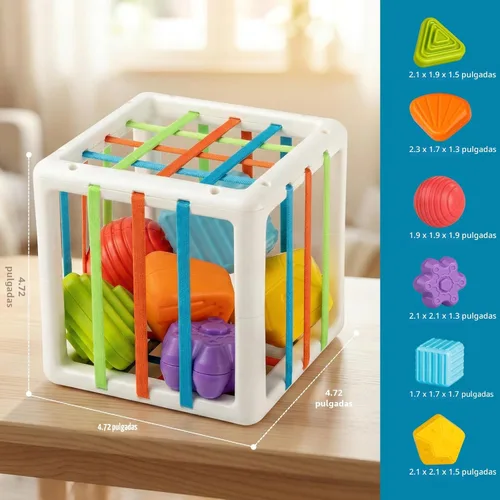 Miniatura 8 de Aprilwolf Juguetes Montessori para Niños de 1 Año, Cubo y 6 Bloques Sensoriales de Forma, Juguetes para Bebés de 12 a 18 Meses, Regalos