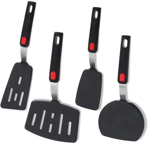 Juego de 4 Espátulas Volteadoras de Silicona, Wiztoynia Espátulas de Cocina Resistentes al Calor 600°F para Utensilios de Cocina Antiadherentes,