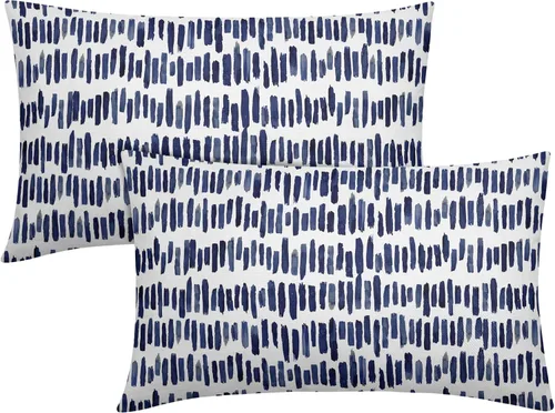 Miniatura 26 de Juego de 2 fundas de almohada de rayas negras para exteriores, 16 x 16 pulgadas, diseño geométrico de rayas abstractas, algodón y lino, cuadradas