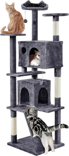 Yaheetech Árbol para gatos XL, torre de varios niveles de 80 pulgadas con postes rascadores, cuevas dobles, plataformas encaramadas y bolas