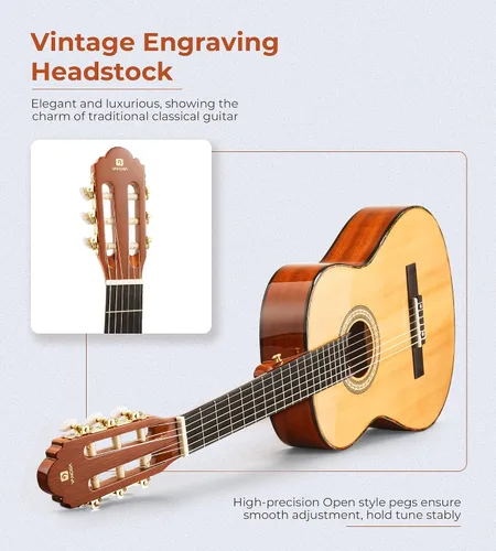 Miniatura 2 de Guitarra Clásica 36" 3/4 Estilo Español Guitarra Clásica, Guitarra de Cuerdas de Nylon de 36 Pulgadas Ideal para Principiantes Adolescentes Adultos