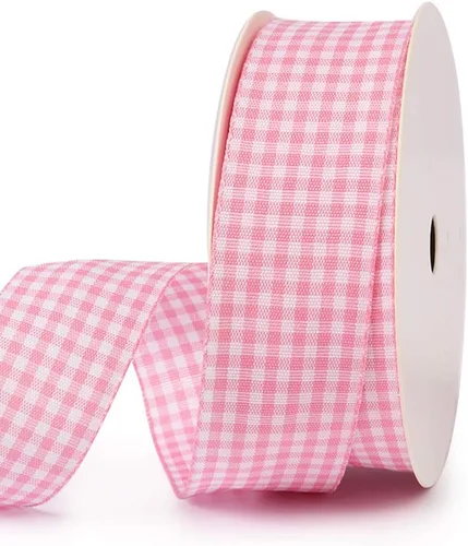 Miniatura 14 de VIVIQUEN Cinta Gingham a Cuadros Cinta a Cuadros de 1 Pulgada de Ancho Cinta de Tafetán a Cuadros 25 Yardas de Largo 100% Poliéster Borde Tejido