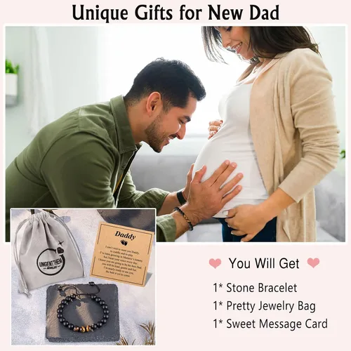 Miniatura 5 de UNGENT THEM Pulsera de piedra natural para hombres, niños, novio, marido, hombre, alma gemela, papá, hijo, abuelo, nieto, papá extra, tío, hermano