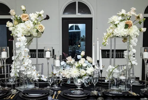 Miniatura 4 de YALLOVE Soporte acrílico para flores, juego de 2 pedestales transparentes, jarrones de 15.75 pulgadas de alto para bodas, eventos, fiestas