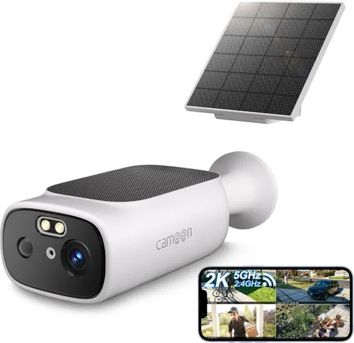 Cámara solar 2K para exteriores, inalámbrica, 5/2.4 GHz, WiFi, para seguridad del hogar, detección de movimiento AI, visión nocturna a color,