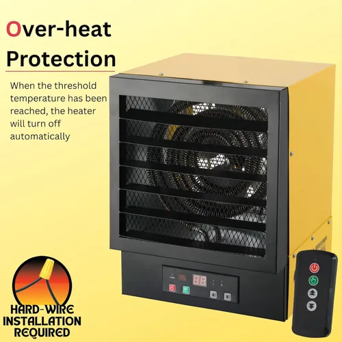 Miniatura 8 de Dura Heat EWH5510 - Calentador de aire eléctrico forzado con control remoto 17,060 Btu, amarillo, grande