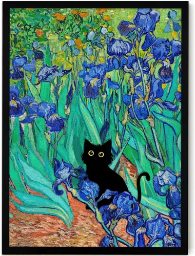 Miniatura 14 de Fantasy Artists Van Gogh - Lienzo decorativo para pared, diseño de gato negro con diseño de almendra y diseño de gato negro, pósteres de pintura al