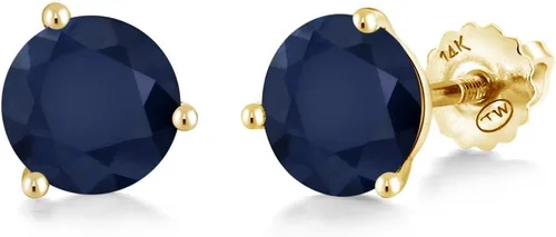 Miniatura 106 de Gem Stone King Aretes de Martini de oro amarillo de 14 quilates Aretes de tuerca de 3 puntas para mujeres y hombres Redondos de 0.236 pulgadas