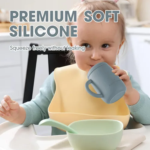 Miniatura 5 de Cuddle Campus Vasos para bebés de 7 onzas, [4 en 1] tazas para bebé, vaso de silicona inastillable, taza abierta para 6M, 6 meses, 6 a 12 meses, 1/1