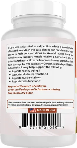 Miniatura 7 de Best Naturals L-Carnosina 500 mg 100 Vcaps (100 unidades (paquete de 1))