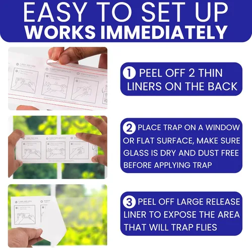 Miniatura 4 de 50 Trampas Adhesivas para Moscas de Ventana No Tóxicas Transparentes Papel Antimoscas Interior para el Hogar. Sin Desorden Trampas Adhesivas