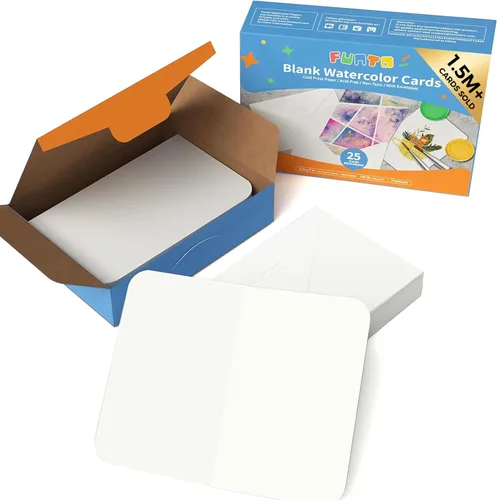 Miniatura 7 de Funto Postales de papel de acuarela en blanco, 50 tarjetas, 4 x 6, 140 libras/300 gsm, papel de arte pesado sin ácidos para notas de agradecimiento