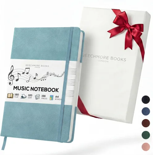 Miniatura 9 de Libro de notas en blanco para partituras de Beechmore Books – A4 8.5x11.5 para compositores, músicos y cantantes, 156 páginas gruesas de 120 g/m²