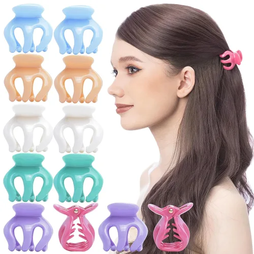 Miniatura 9 de RC ROCHE ORNAMENT 12 pinzas para el pelo de pulpo para mujer, cabello grueso o fino, calabaza, antideslizante, agarre de garra, estilo araña, pinzas