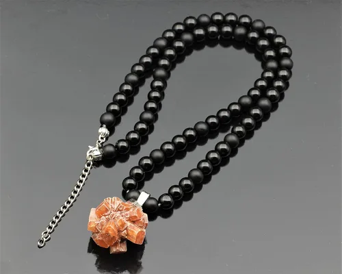 Miniatura 130 de Colgante de turmalina cruda natural, Collar de cuentas de ónix negro genuino, Collar de piedra negra, Collar de piedras preciosas, Cuentas de 0.315