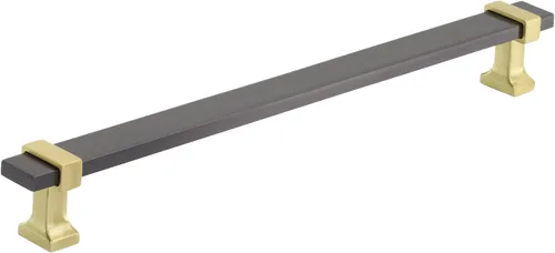 Miniatura 18 de Amerock Mango de gabinete Cromo negro/Oro cepillado 3-3/4 pulgadas (96 mm) de centro a centro Overton paquete de 1 unidad Jaladera