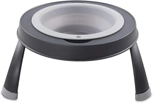 Miniatura 3 de Dexas Popware - Comedero elevado individual para mascotas, gris/azul, grande, capacidad de 4 tazas (PW140432312)