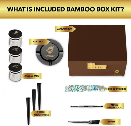 Miniatura 3 de Caja de almacenamiento grande de bambú premium con bandeja extraíble, caja de madera de almacenamiento para hierbas y accesorios, juego de caja