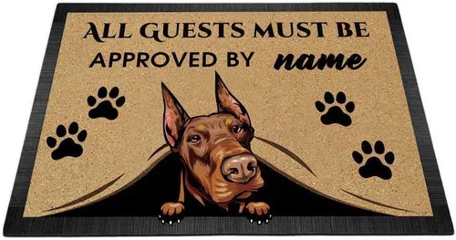 Miniatura 26 de Tapete personalizado con nombre de perro que mira al perro Cocker Spaniel, todos los invitados deben ser aprobados por alfombras para decoración