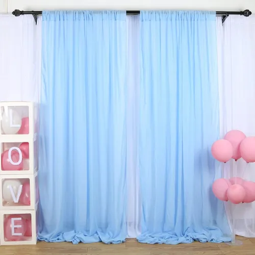 Miniatura 11 de Cortina de gasa roja de 5 x 7 pies, 2 paneles de telón de fondo de gasa para cortinas de decoración de boda, cortinas semitransparentes de tul