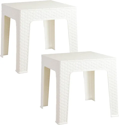 Miniatura 12 de Sunnydaze Adirondack - Mesa auxiliar pequeña para exteriores para elementos esenciales de balcón, mesa auxiliar cuadrada de plástico para patio