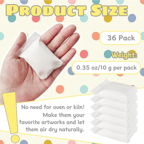 Miniatura 2 de 36 paquetes de arcilla de espuma blanca de secado al aire, arcilla de espuma de modelado de 12.6oz, arcilla blanda de modelado blanca para 36 blanco