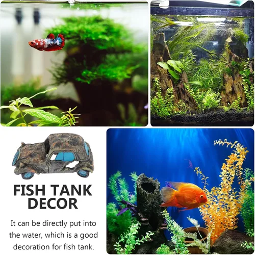 Miniatura 4 de Mipcase Paisajismo Escondite Acuario Paisaje Tanque Peces Camarones Decoración Ornamento Gris Cabaña Cuevas Decoración Escondite Adornos Automóvil
