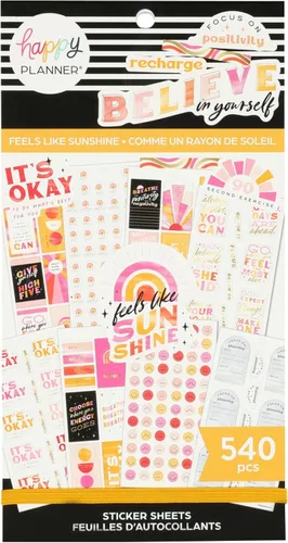 Happy Planner - Paquete de calcomanías para calendarios, diarios y diarios, accesorios multicolor para álbumes de recortes, calcomanías