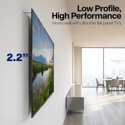 Miniatura 3 de VIVO Soporte de pared eléctrico de acero de perfil bajo para pantallas de plasma LCD LED de 32 a 75 pulgadas, soporte motorizado para TV con giro