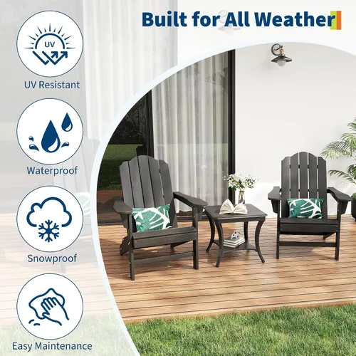Miniatura 4 de PeakPursuit Silla Adirondack HDPE para patio, silla de césped con textura de madera, muebles de patio al aire libre para jardín y terraza