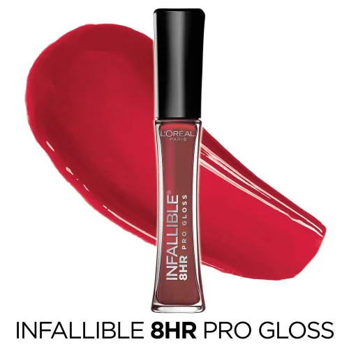 Miniatura 2 de L'Oreal Paris Makeup Infallible - Brillo labial hidratante de 8 horas, Cherry Flash, 0.21 onzas líquidas