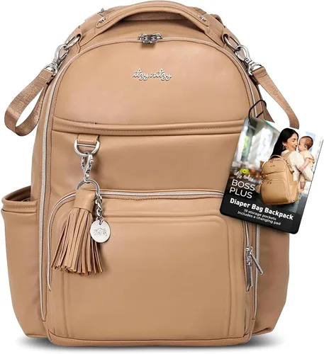 Miniatura 19 de Itzy Ritzy Mochila para pañales – Mochila para pañales Boss Plus de gran capacidad con 19 bolsillos, cambiador, clips para cochecito y correas Aspen