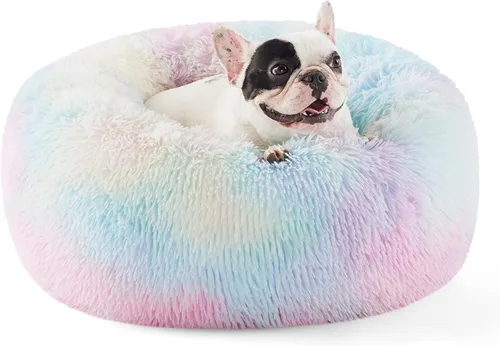 Miniatura 40 de Bedsure - Cama relajante para perro mediano, lavable, tipo dona, cama para gato, antideslizante, redonda, afelpada, mullida, de piel sintética