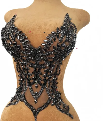 Miniatura 14 de Parches de encaje con cuentas a mano, disfraces, apliques con cristales de diamantes de imitación para manualidades, protege bodas, fiestas