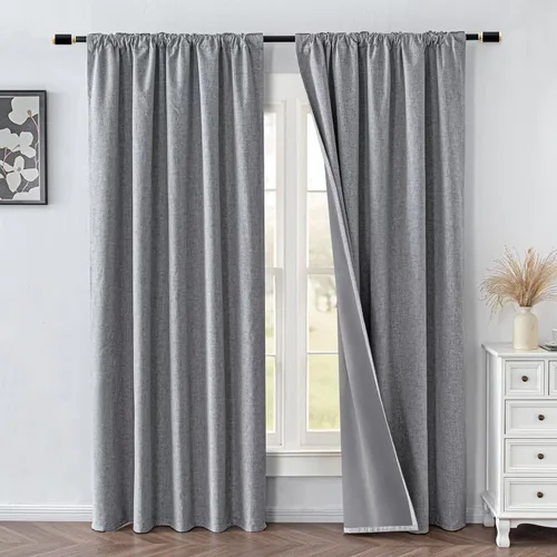 Miniatura 2 de IGEMAEVE Cortinas 100% opacas de 108 pulgadas de largo para dormitorio, juego de 2 paneles de cortinas opacas con bolsillo para barra y pestaña