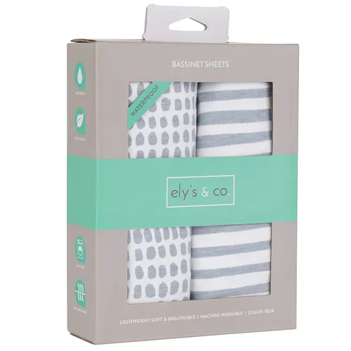 Miniatura 13 de Ely's & Co. Funda impermeable para cambiador, juego de 2 sábanas para bebé, 100 % algodón, sábanas de algodón de punto jersey con forro impermeable