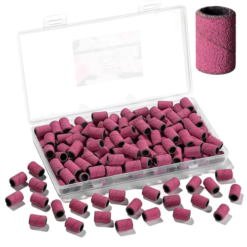 Makartt Bandas de Lijado para Taladro de Uñas - 100 Piezas Bandas de Lijado de Lima de Uñas para Brocas #120 Granos Medianos para Uñas Acrílicas