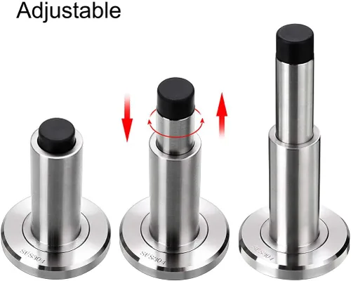Miniatura 4 de Sumnacon Tope de puerta ajustable y resistente, tope de puerta moderno de acero inoxidable con amortiguador de goma, tope de puerta de metal montado
