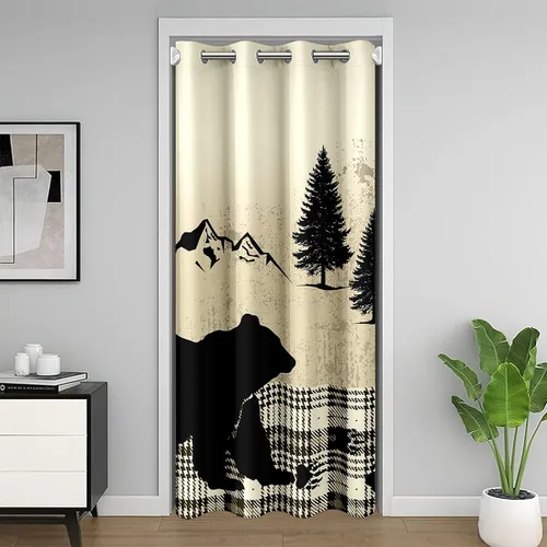 Cortina de puerta de armario de 34 x 80 pulgadas, cortina de puerta de animales salvajes para privacidad para niños, ultra suave, rústica, cabaña,