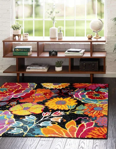 Miniatura 28 de Unique Loom colección Lyon - Alfombra Kennedy (2 x 3 pies 1 pulgada, Rectangular, Negro/Verde)