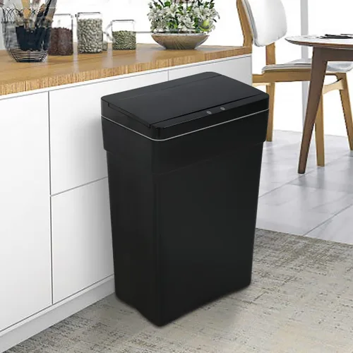 Basurero automático de 50 litros/13.2 galones para cocina, sin contacto, de alta capacidad, resistente a las manchas, con tapa (1, negro)