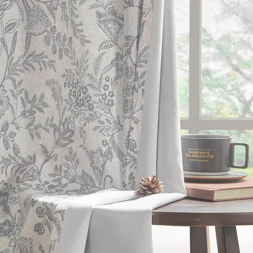 Miniatura 14 de Lazzzy Cortinas de lino de estilo granja con flores azules de 63 pulgadas de largo, con lengüeta trasera, para sala de estar y dormitorio, estampado