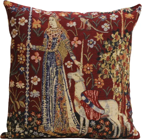 Miniatura 13 de Charlotte Home Furnishings - Funda de almohada para sofá de 16 x 16 pulgadas, funda de almohada decorativa roja Dama y Unicornio, tapiz medieval