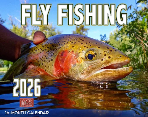 The KING Company - Calendario de pared de pesca con mosca 2026, tamaño XL, 14 x 22 pulgadas, calendario de pesca por The KING Company-Monster