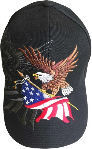 Bandera patriótica de Estados Unidos de América, rojo, blanco, azul, estrellas voladoras, pájaros, gorra de béisbol, bordado 3D