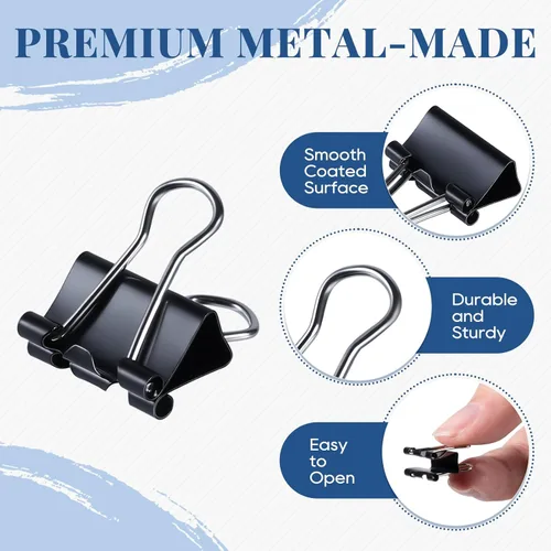 Miniatura 2 de Clips de carpeta pequeños al por mayor 864 PIEZAS - Mini clips de carpeta 15 mm, clip de papel de 5/8 pulgada, clip de papel de metal negro micro