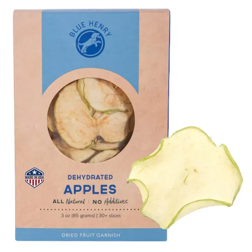 BlueHenry Rebanadas deshidratadas de manzana, 3 onzas, más de 30 chips de manzana, hechas en Estados Unidos, totalmente naturales, veganas, sin