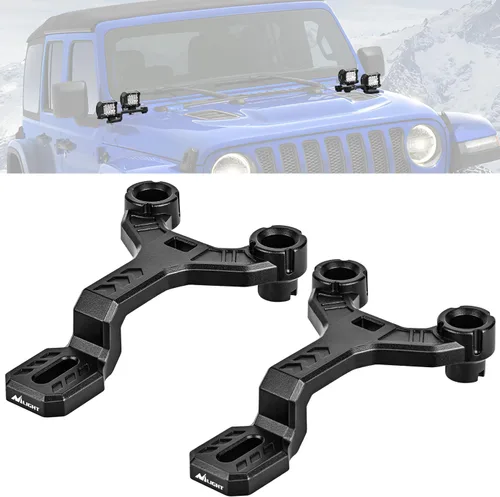 Miniatura 10 de Nilight Soporte de montaje de luz para capó para pilar A delantero Auxiliar Offroad LED Pod Luces de trabajo en Jeep Wrangler JL/JLU 2020-2023 Pilar