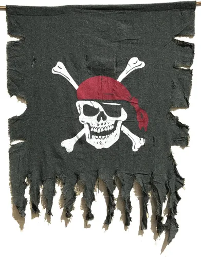 LANGXUN 2 banderas piratas de lino retro y desgastado de tamaño grande de 3 x 2.5 pies para decoraciones de Halloween, fiesta pirata, decoración de