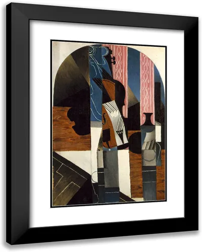 Miniatura 3 de ArtDirect Gris, Juan 19x24 Black Modern Framed Art Print Titled: Violin and Ink Bottle on a Table
